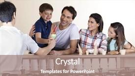  Presentation with ice cream - Colorful presentation enhanced with waiter serving him ice cream backdrop and a coral colored foreground