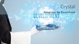  Presentation with new technology - Amazing presentation having waiter-serving-new-technology-concept backdrop and a light blue colored foreground