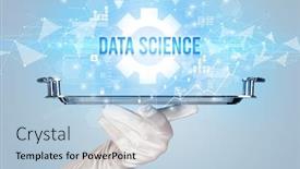  Presentation with new technology - Beautiful PPT layouts featuring waiter-serving-new-technology-concept backdrop and a light blue colored foreground