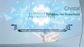  Presentation with new technology - PPT layouts having waiter-serving-new-technology-concept background and a light blue colored foreground