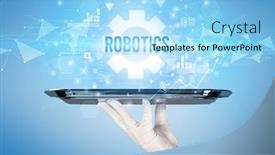  Presentation with new technology - Cool new theme with waiter-serving-new-technology-concept backdrop and a arctic colored foreground