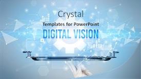  Presentation with new technology - Presentation design with waiter-serving-new-technology-concept background and a light blue colored foreground