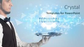  Presentation with new technology - Theme featuring waiter-serving-new-technology-concept background and a light blue colored foreground