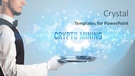  Presentation with new technology - Cool new PPT theme with waiter-serving-new-technology-concept backdrop and a light blue colored foreground