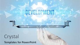  Presentation with new technology - Slides featuring waiter-serving-new-technology-concept background and a light blue colored foreground