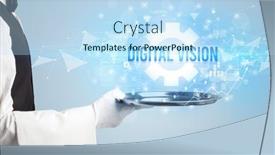  Presentation with vision - Amazing presentation design having waiter-serving-new-technology-concept backdrop and a sky blue colored foreground