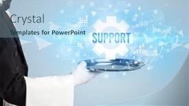  Presentation with new technology - PPT layouts featuring waiter-serving-new-technology-concept background and a light blue colored foreground