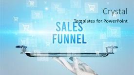  Presentation with sales funnel - Beautiful presentation design featuring waiter-serving-sales-funnel-inscription backdrop and a light blue colored foreground