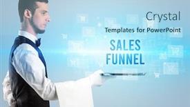  Presentation with sales funnel - Beautiful slide deck featuring waiter-serving-sales-funnel-inscription backdrop and a light blue colored foreground