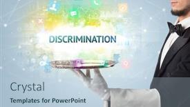  Presentation with discrimination - Beautiful slide deck featuring waiter-serving-social-networking-concept backdrop and a lemonade colored foreground