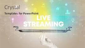  Presentation with networking - Slide set enhanced with waiter-serving-social-networking-concept background and a blonde colored foreground