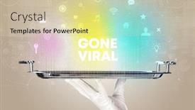  Presentation with social media - Amazing PPT layouts having waiter-serving-social-networking backdrop and a lemonade colored foreground