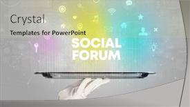  Presentation with forum - Presentation featuring waiter-serving-social-networking background and a soft green colored foreground