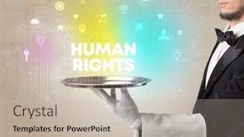  Presentation with human social - Slide set having waiter-serving-social-networking background and a mint green colored foreground