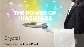  Presentation with power media - Slide set consisting of waiter-serving-social-networking background and a soft green colored foreground