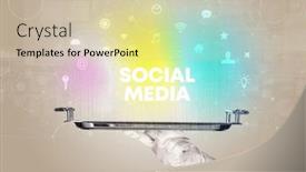  Presentation with social media - Theme having waiter-serving-social-networking background and a soft green colored foreground