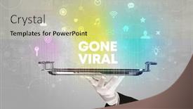  Presentation with viral - Cool new presentation theme with waiter-serving-social-networking backdrop and a soft green colored foreground