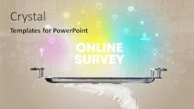  Presentation with online survey - Cool new presentation theme with waiter-serving-social-networking backdrop and a soft green colored foreground