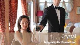  Presentation with restaurant waiter - Audience pleasing presentation theme consisting of waiter serving some wine backdrop and a coral colored foreground