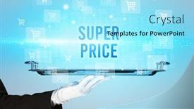  Presentation with price - Slide set having waiter-serving-super-price-inscription background and a arctic colored foreground