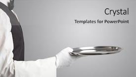 Presentation with steel - Cool new slide set with waiter serving with white gloves backdrop and a  colored foreground