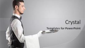  Presentation with steel - Cool new slide deck with waiter serving with white gloves backdrop and a light gray colored foreground