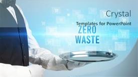  Presentation with online shopping - Slide deck having waiter-serving-zero-waste-inscription background and a light blue colored foreground