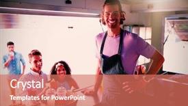  Presentation with food truck - Slides enhanced with waiter standing at food truck background and a coral colored foreground