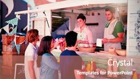  Presentation with order - PPT layouts consisting of waiter taking order from customer background and a coral colored foreground