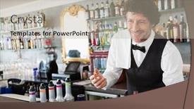  Presentation with restaurant waiter - Slides consisting of waiter taking order in restaurant background and a mint green colored foreground