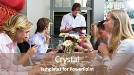  Presentation with restaurant waiter - Amazing theme having waiter taking orders backdrop and a coral colored foreground