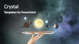  Presentation with planets - Audience pleasing slides consisting of waiter tray - sun system planets backdrop and a  colored foreground