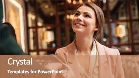  Presentation with credit card - Audience pleasing PPT theme consisting of waiter while pays the order backdrop and a coral colored foreground