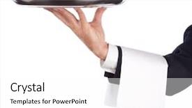  Presentation with white plate - PPT layouts enhanced with waiter with a silver plate background and a white colored foreground