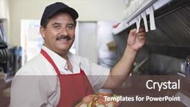  Presentation with restaurant waiter - PPT layouts with waiter with plate of food background and a tawny brown colored foreground