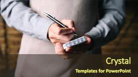  Presentation with waiter - Cool new presentation theme with waiter writing an order backdrop and a wine colored foreground