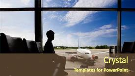  Presentation with flight - Theme having waiting at airport for flight background and a tawny brown colored foreground