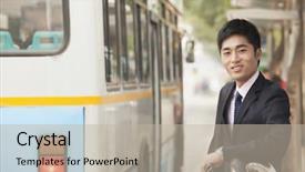  Presentation with bus stop - Colorful slide deck enhanced with waiting at the bus stop backdrop and a mint green colored foreground