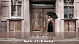  Presentation with waiting - Slides with waiting door - elegant woman with umbrella background and a  colored foreground