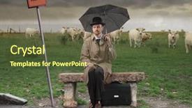  Presentation with bus station - PPT layouts with waiting for a bus background and a tawny brown colored foreground