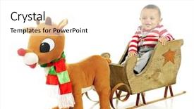  Presentation with baby toy - Beautiful PPT theme featuring waiting for a toy rudolph backdrop and a white colored foreground