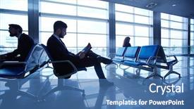  Presentation with airplane and airport - Cool new presentation design with waiting for airplane in airport backdrop and a ocean colored foreground