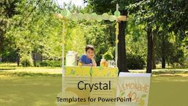  Presentation with cute lemonade - PPT theme enhanced with waiting for customers at lemonade background and a yellow colored foreground