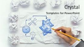  Presentation with inspiration - PPT layouts featuring money sketch - waiting for inspiration to come background and a sky blue colored foreground