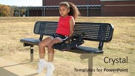  Presentation with elementary school african american female - Slides enhanced with waiting for ride after school background and a coral colored foreground