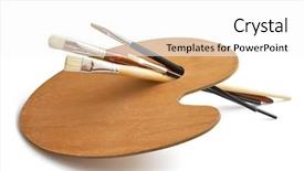  Presentation with artistic artist art brush - Presentation featuring artist unused painting brushes background and a white colored foreground