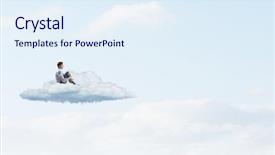  Presentation with depressed - PPT theme having find god - depressed young businessman sitting alone background and a sky blue colored foreground