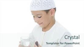  Presentation with islamic muslim - Slides having uae clothing - little muslim boy wearing islamic background and a sky blue colored foreground