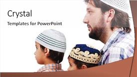  Presentation with muslim family - Audience pleasing presentation consisting of fasting prayer - muslim family father and two backdrop and a white colored foreground