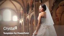  Presentation with waiting - Beautiful PPT theme featuring waiting in a crowded church backdrop and a violet colored foreground